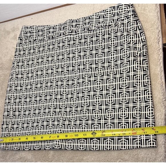 Alfred Sung Pure Geometric Black White Pencil Skirt S Cotton Spandex Side Zip - Picture 10 of 11